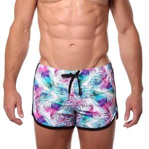 New Men's Pool Boy Light Palms Swim Shorts/Trunks, Silky Nylon Lycra, 3 Sizes